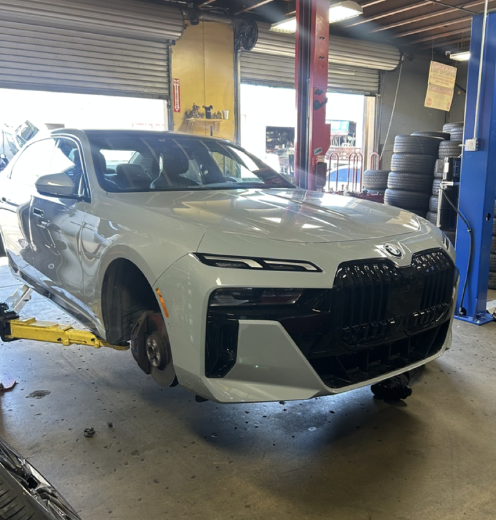 BMW 7 Series on the lift