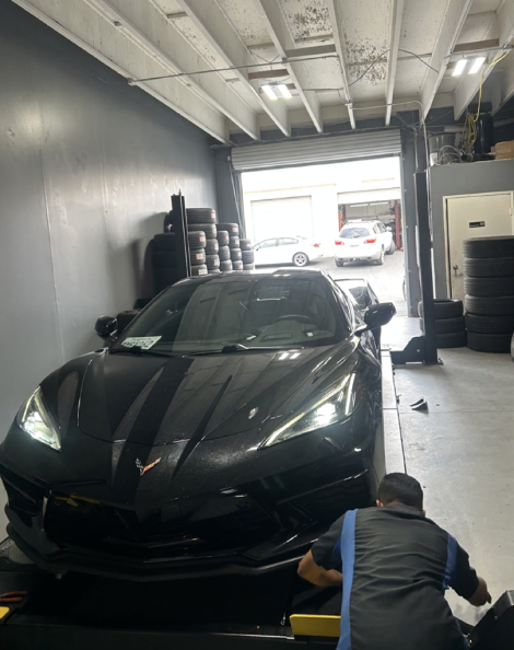 Corvette C8 in service bay