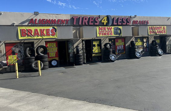 Tires 4 Less storefront in Vista, CA